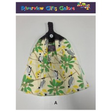 Crochet Top Hand Towel / Tea Towel - Yellow Crested Cockatoo Crochet Top Hand Towel / Tea Towel - Yellow Crested Cockatoo